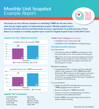 TWMB@Grady Monthly Unit Snapshot Report