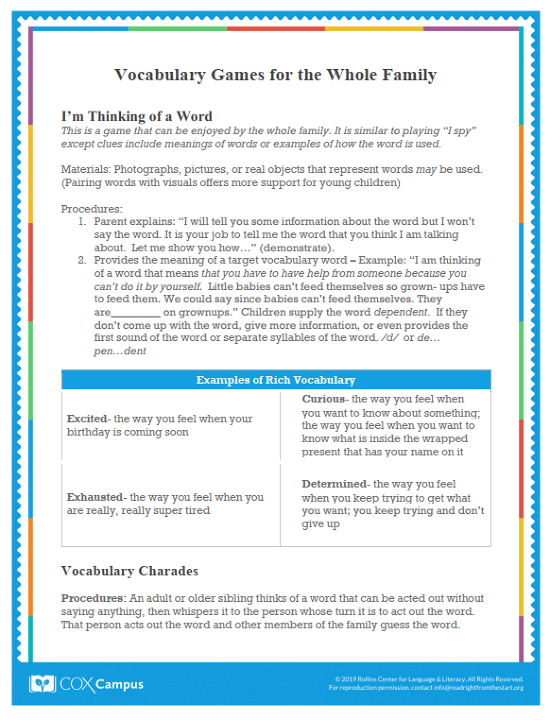 Vocabulary Games for Families
