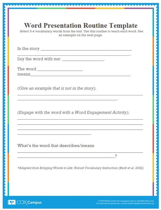 Word Presentation Routine Template